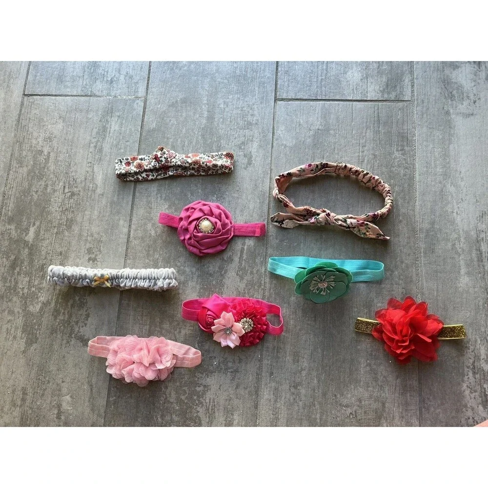 Infant Baby Newborn Toddler Girls Headbands Lot of 8 Multi Colors Flowers CUTE